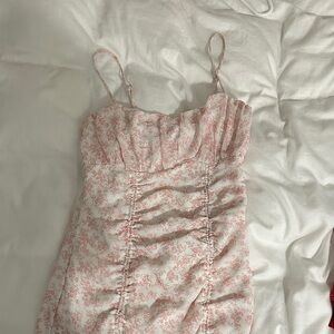 Floral Pink Ruched Dress
